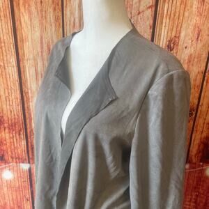 Chico's grey sueded open front jacket size 2/Large (12) polyester - read desc.